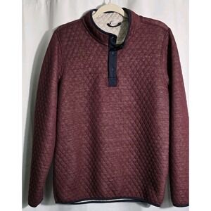 Marine Layer Mens Medium Red Reversible Quilted 1/4 Zip Sweater
